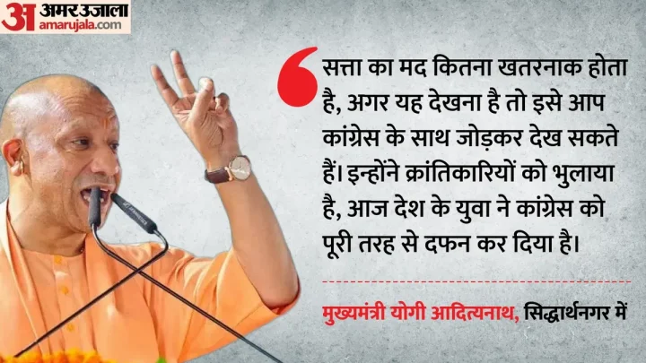 सिद्धार्थनगर में सीएम योगी बोले: सपा-कांग्रेस समाज को जाति के नाम पर बांट रहीं, इनके एजेंडे में विकास नहीं है